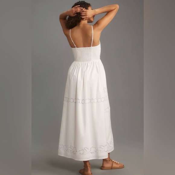 Anthropologie Vineet Bahl White Floral Cutwork Midi Dress - Size: XL - Picture 2 of 14